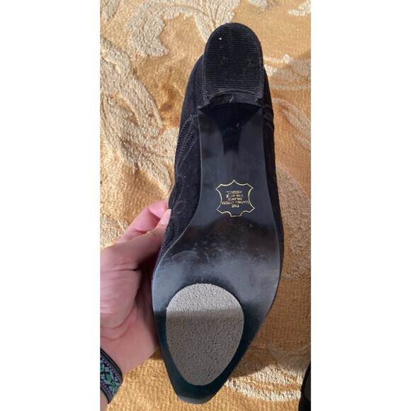 Vintage 90s Heels 1990s Black Suede Whimsigoth Goth Steam Punk Victorian Size 9B - Picture 7 of 10